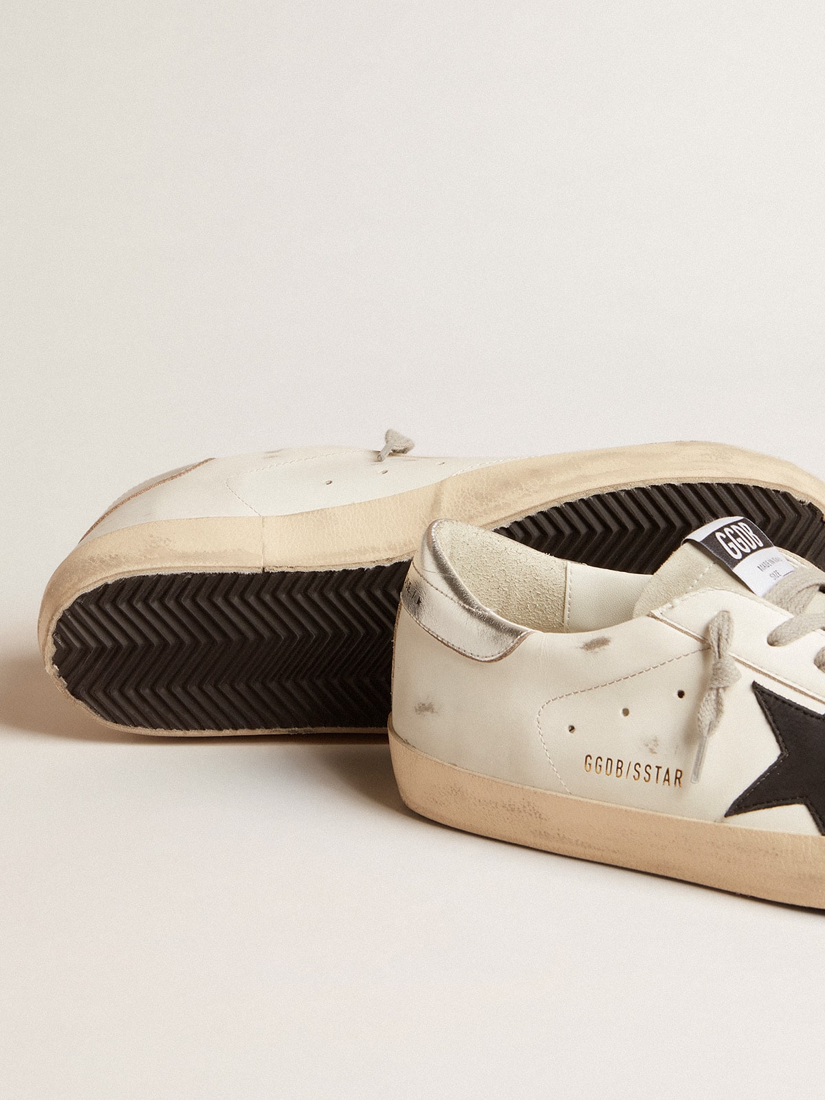 Men's Super-Star with black nubuck star and silver leather heel tab| Golden Goose