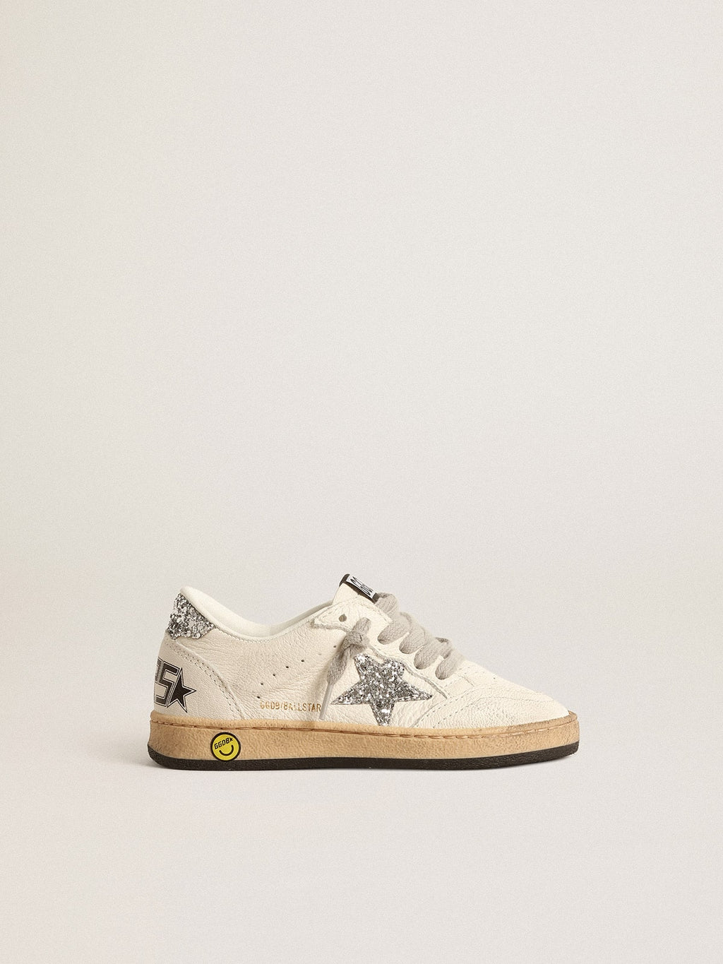 Ball Star Junior in nappa with silver glitter star and heel tab| Golden Goose