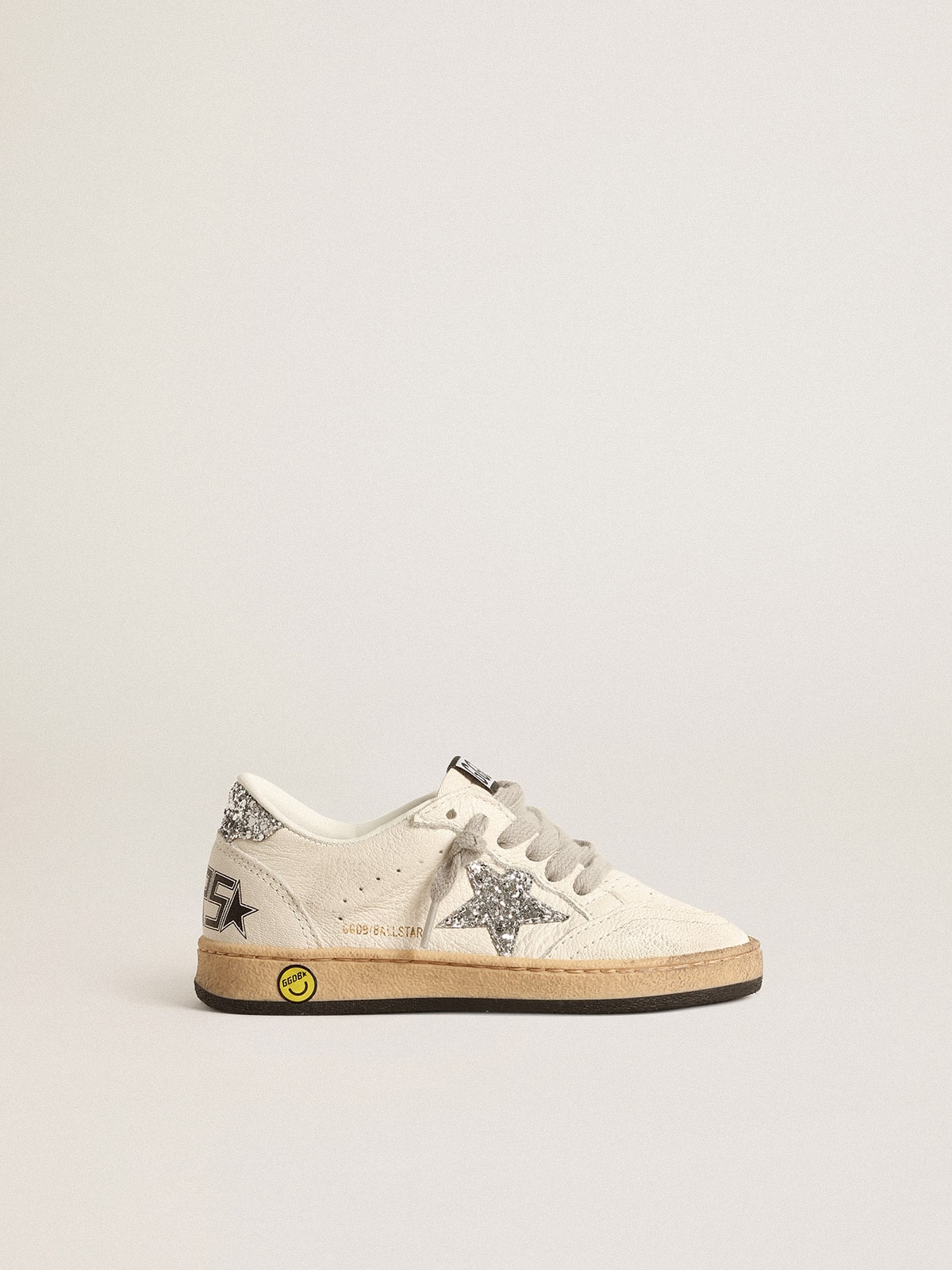 Ball Star Junior in nappa with silver glitter star and heel tab| Golden Goose