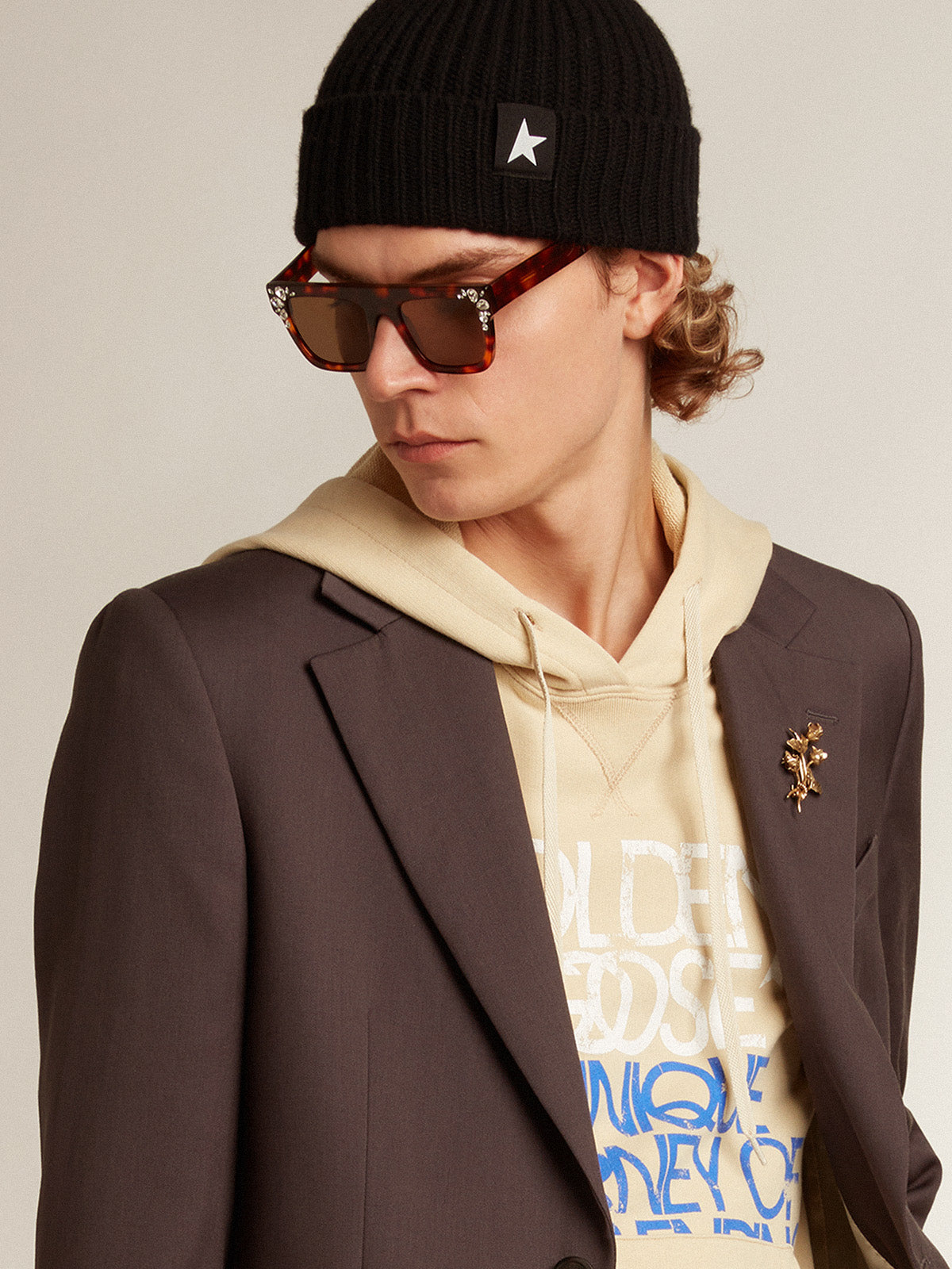 Single-breasted blazer in gray wool| Golden Goose