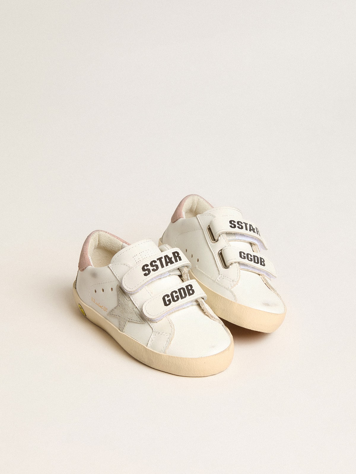Young Old School in leather with gray suede star and old rose heel tab| Golden Goose