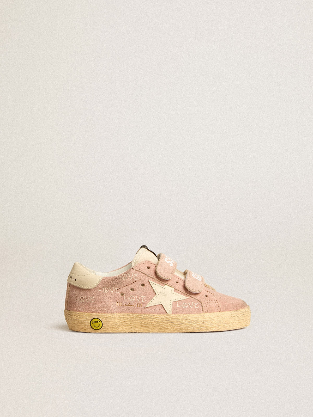 Old School Junior in pink suede with cream leather star and heel tab| Golden Goose