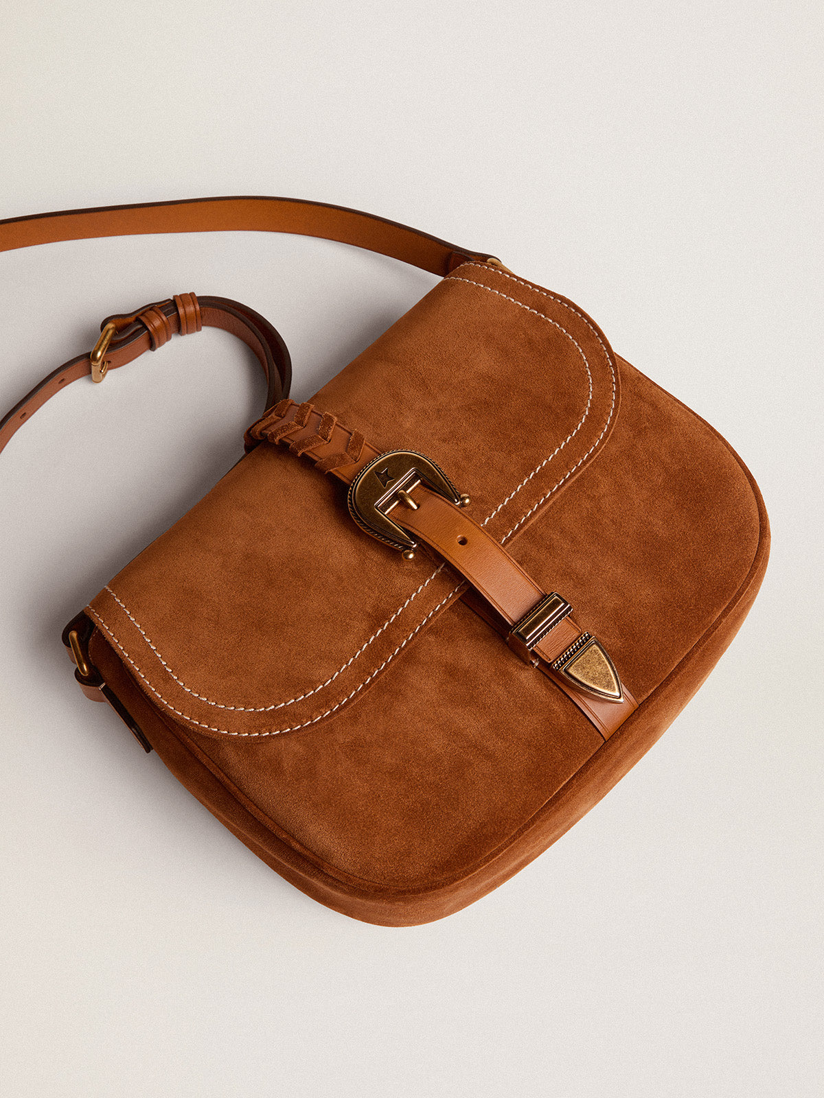 Women's medium Rodeo Bag in rum-colored suede| Golden Goose
