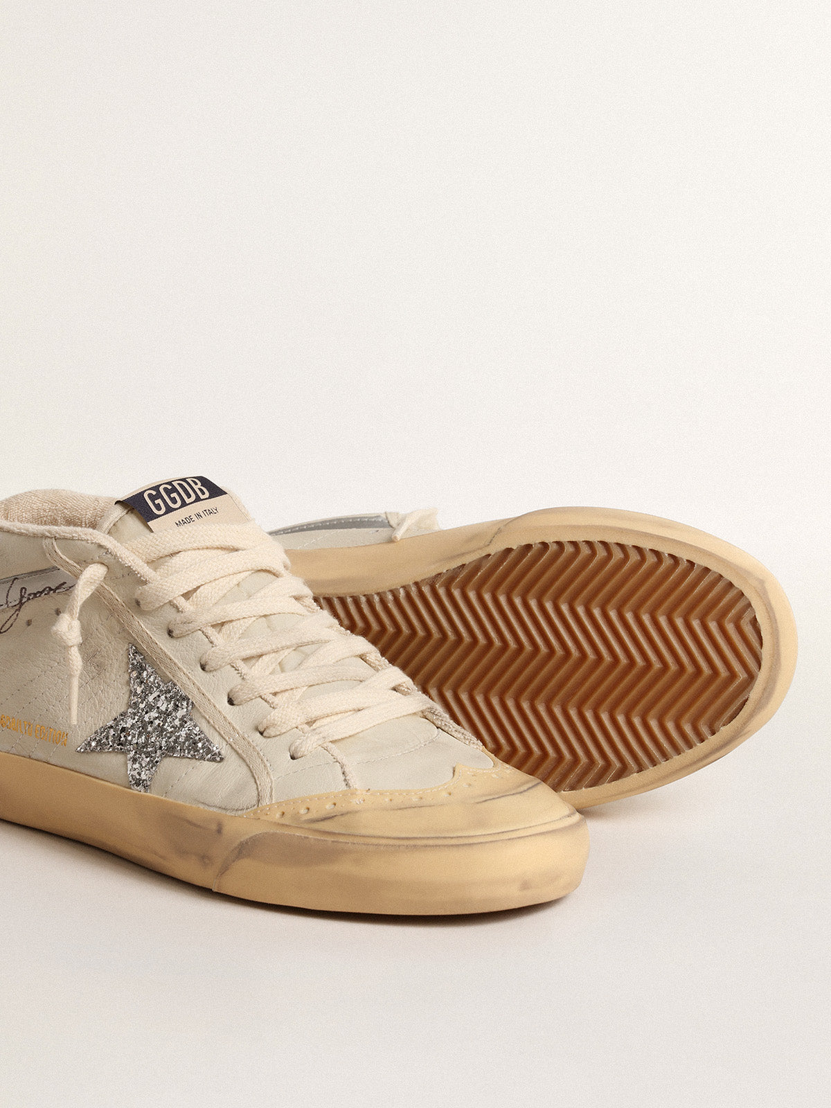 Mid Star LTD with glitter star and metallic leather flash| Golden Goose