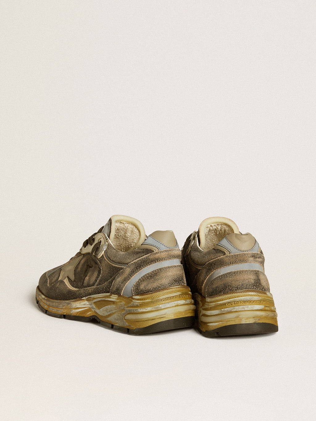 Men's Dad-Star in suede and nylon with khaki leather star and heel tab| Golden Goose