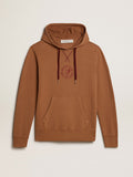 Malt-colored cotton sweatshirt with hood| Golden Goose