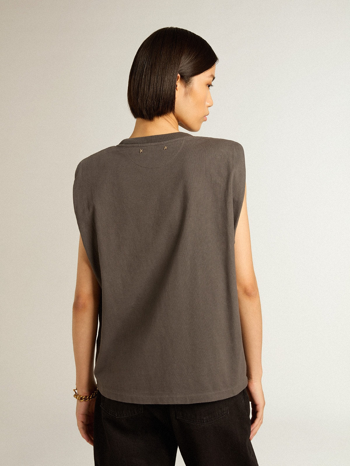Anthracite gray sleeveless T-shirt| Golden Goose