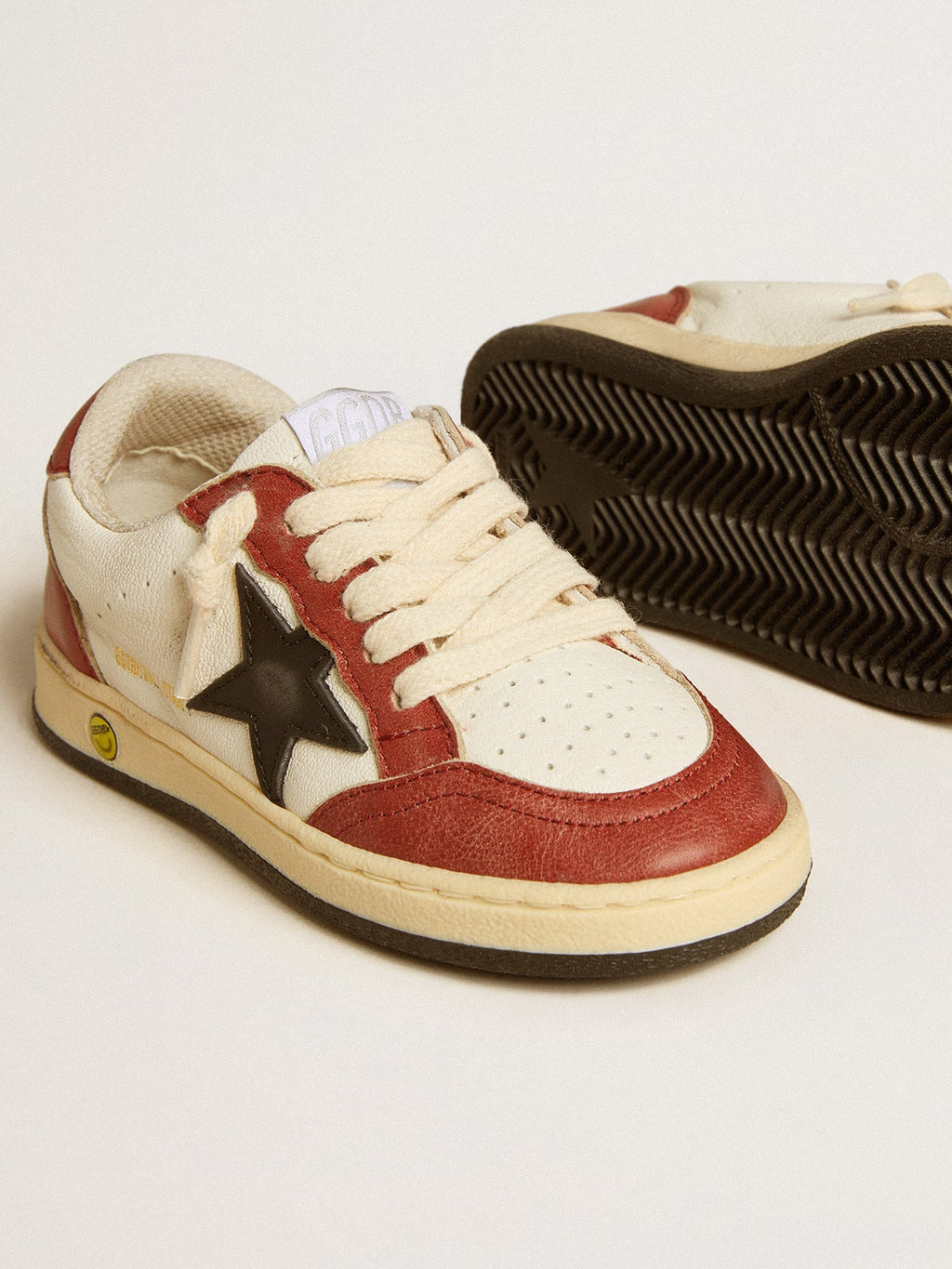 Ball Star Junior in nappa with black star and red leather inserts| Golden Goose