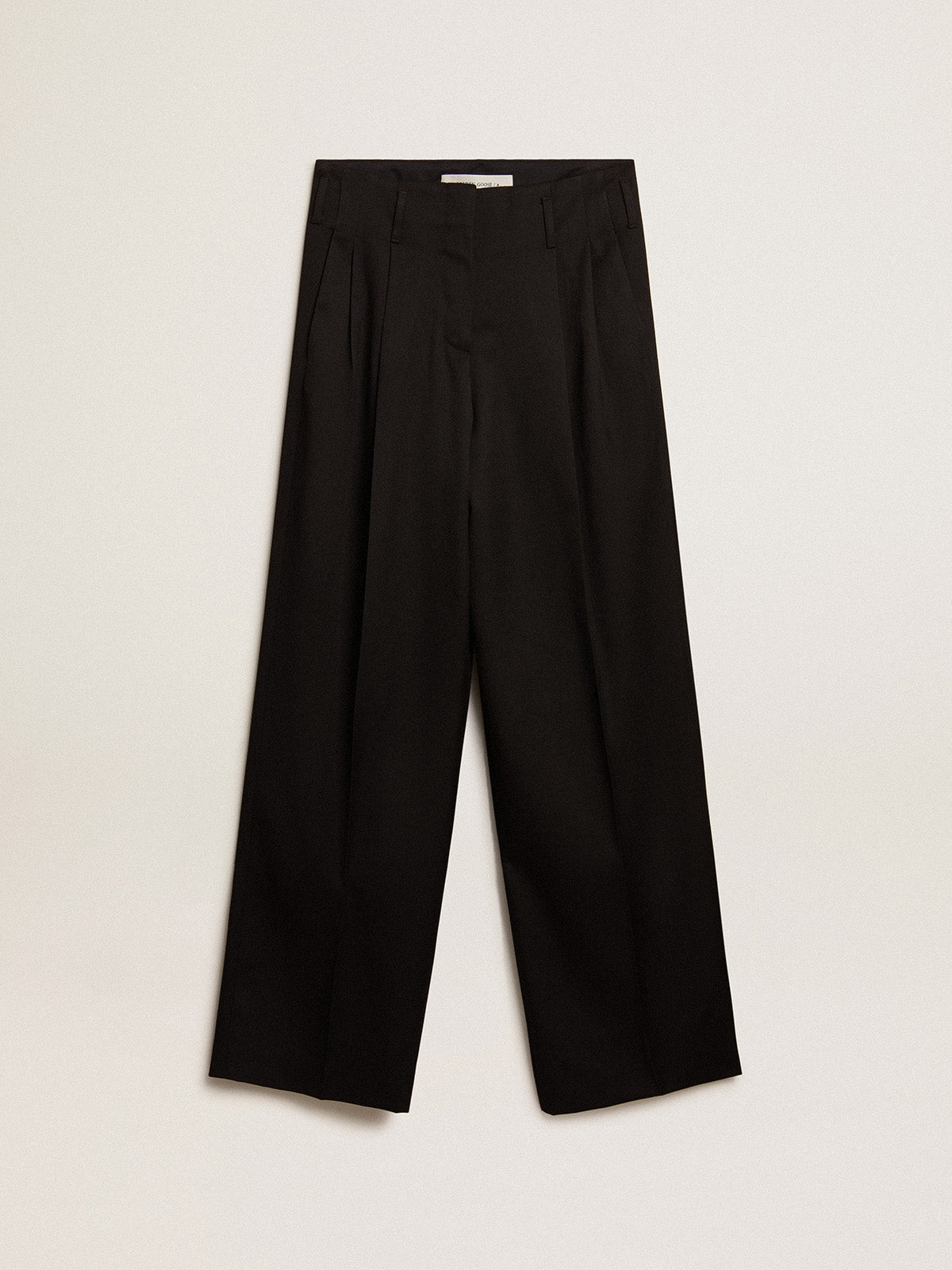 Women's black wool gabardine pants| Golden Goose