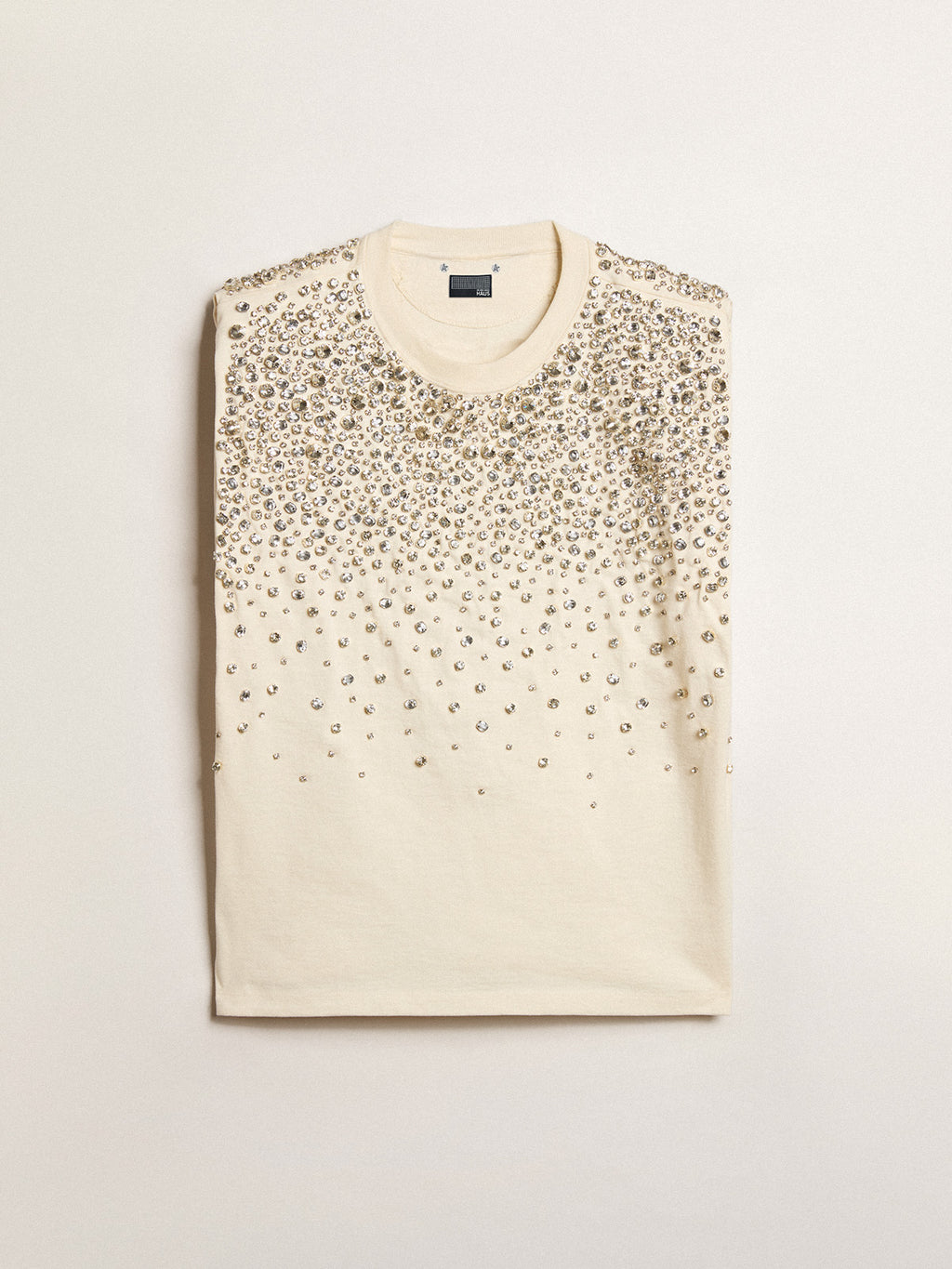 Exclusive HAUS of Dreamers T-shirt in worn white with Swarovski embroidery| Golden Goose