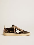 Ball Star LTD in black velvet with white leather star and heel tab| Golden Goose