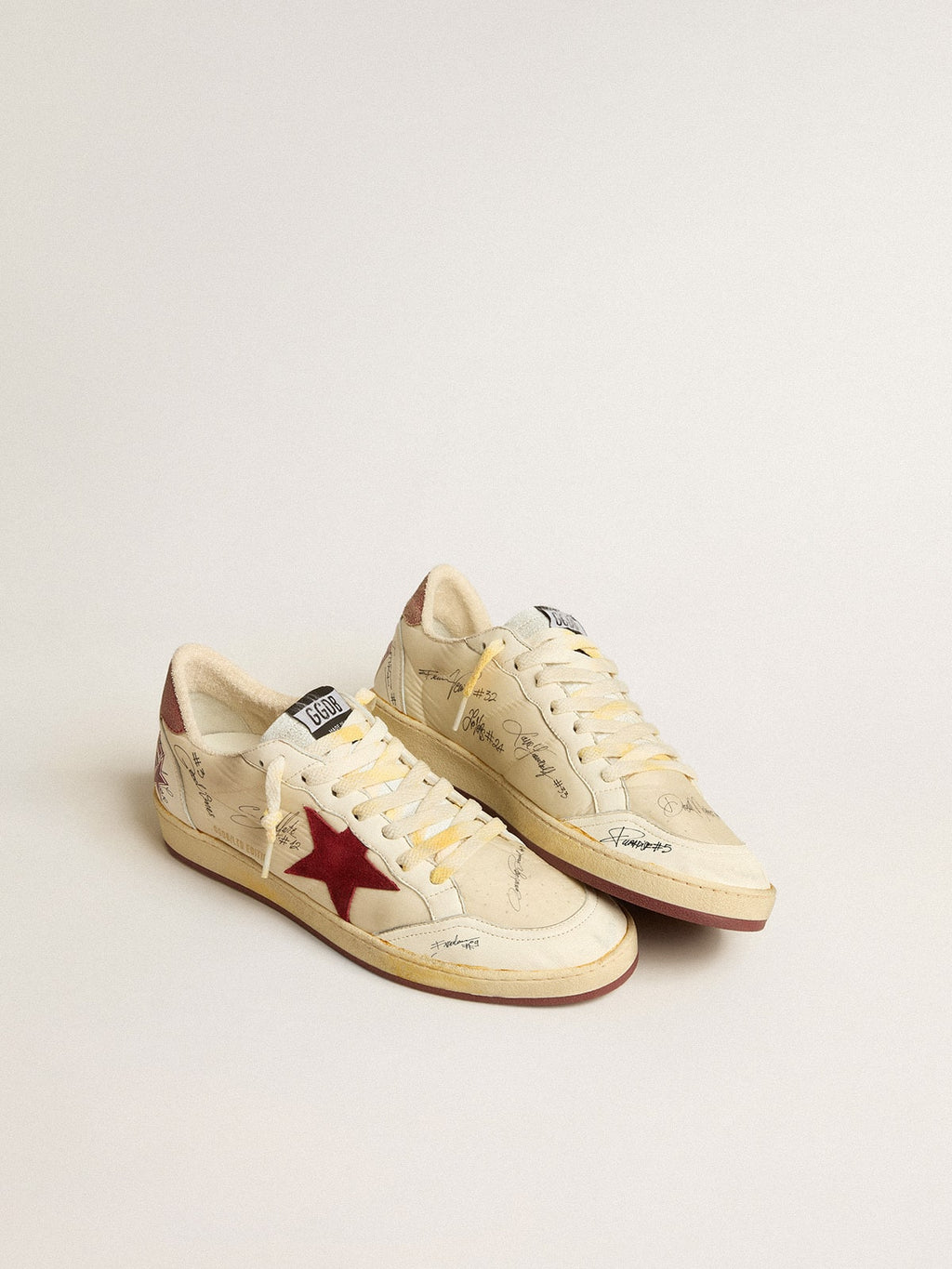 Men's Ball Star LTD in nylon with pomegranate suede star and leather heel tab| Golden Goose