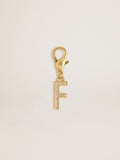 Letter F charm in gold-colored brass with crystals| Golden Goose