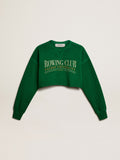 Green cropped round-neck cotton sweatshirt| Golden Goose
