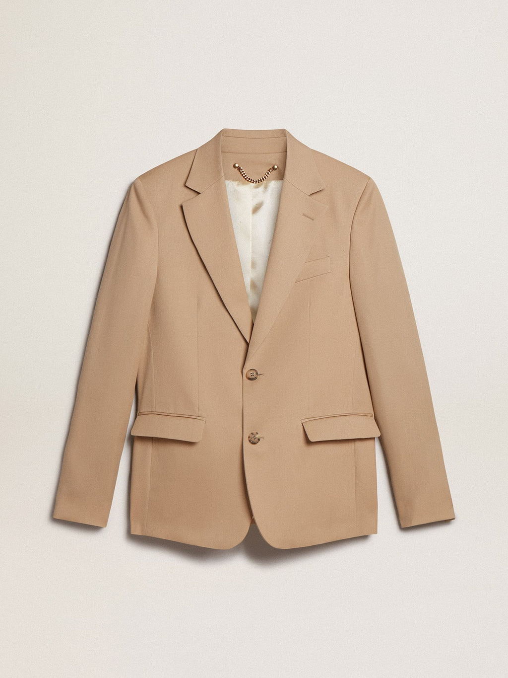 Single-breasted blazer in sand with horn buttons| Golden Goose