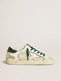 Women's Super-Star LAB in white leather with white star and black heel tab| Golden Goose