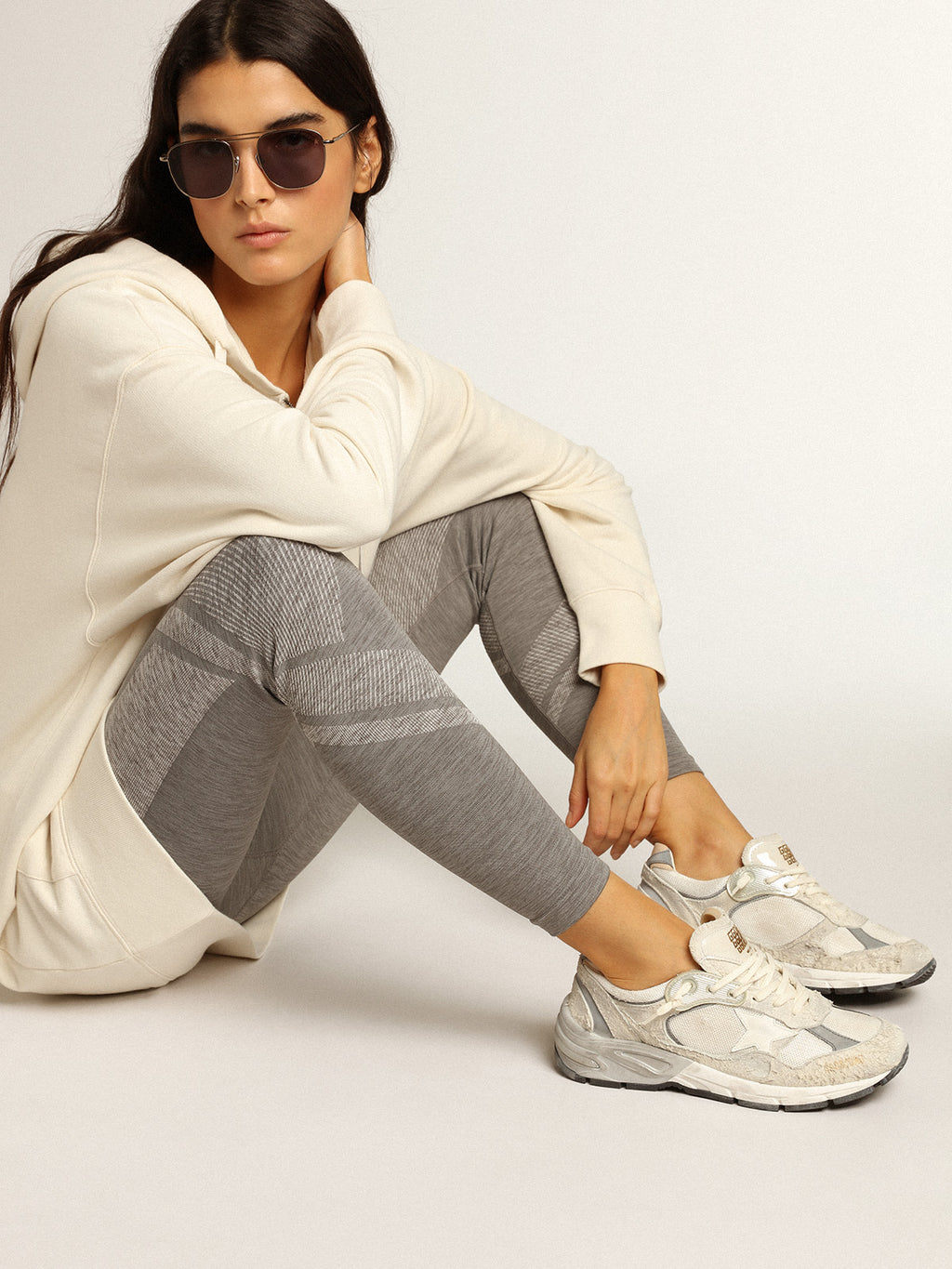 Women's Dad-Star in white mesh and suede| Golden Goose