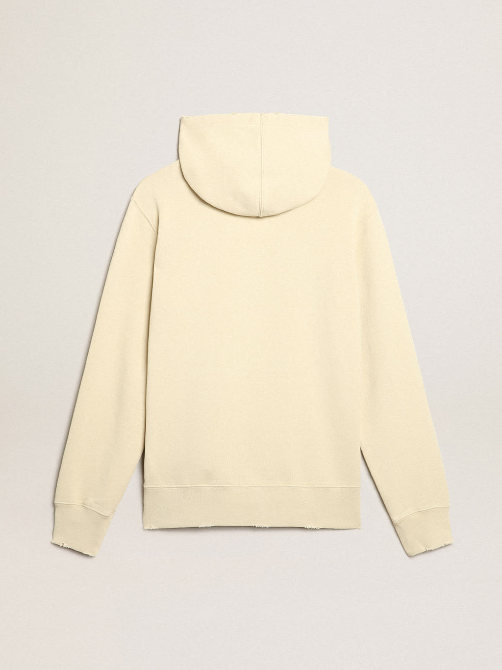 Marzipan-colored sweatshirt with lettering on the front| Golden Goose