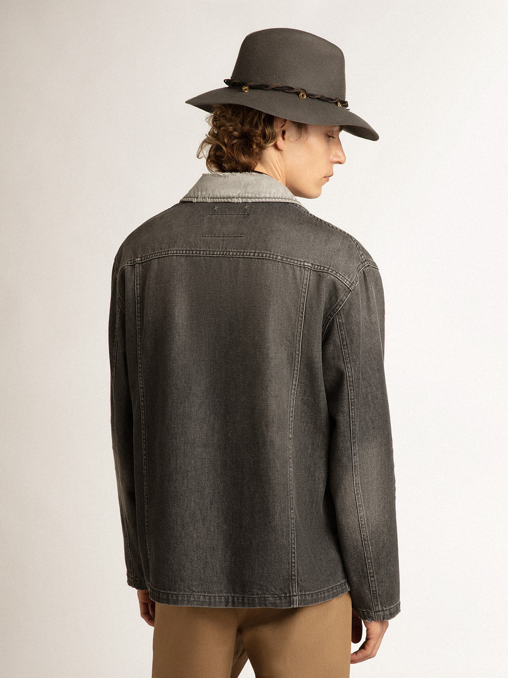 Black denim shirt with patches| Golden Goose