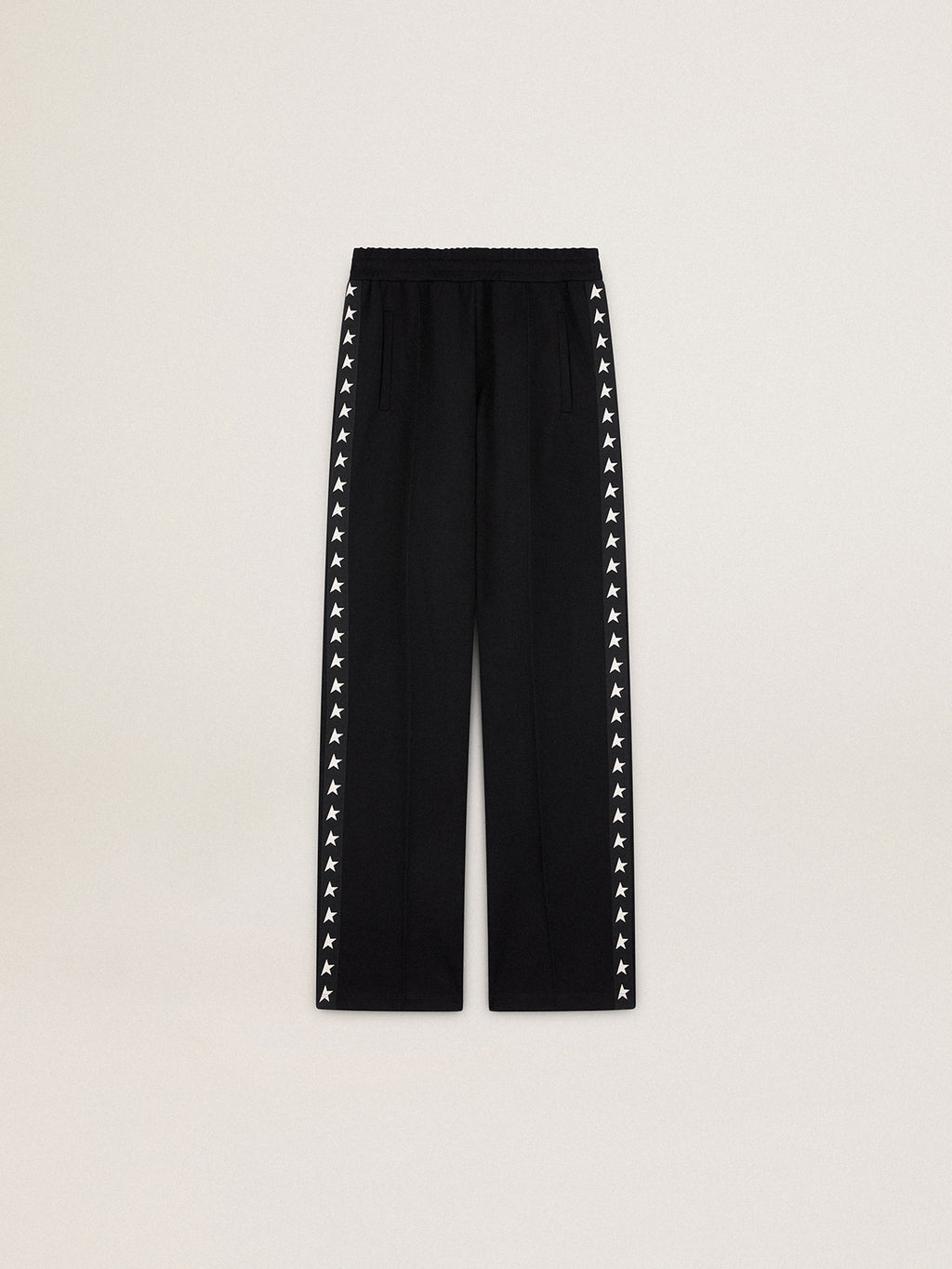 Women's black joggers with white stars on the sides| Golden Goose