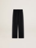 Women's black joggers with white stars on the sides| Golden Goose