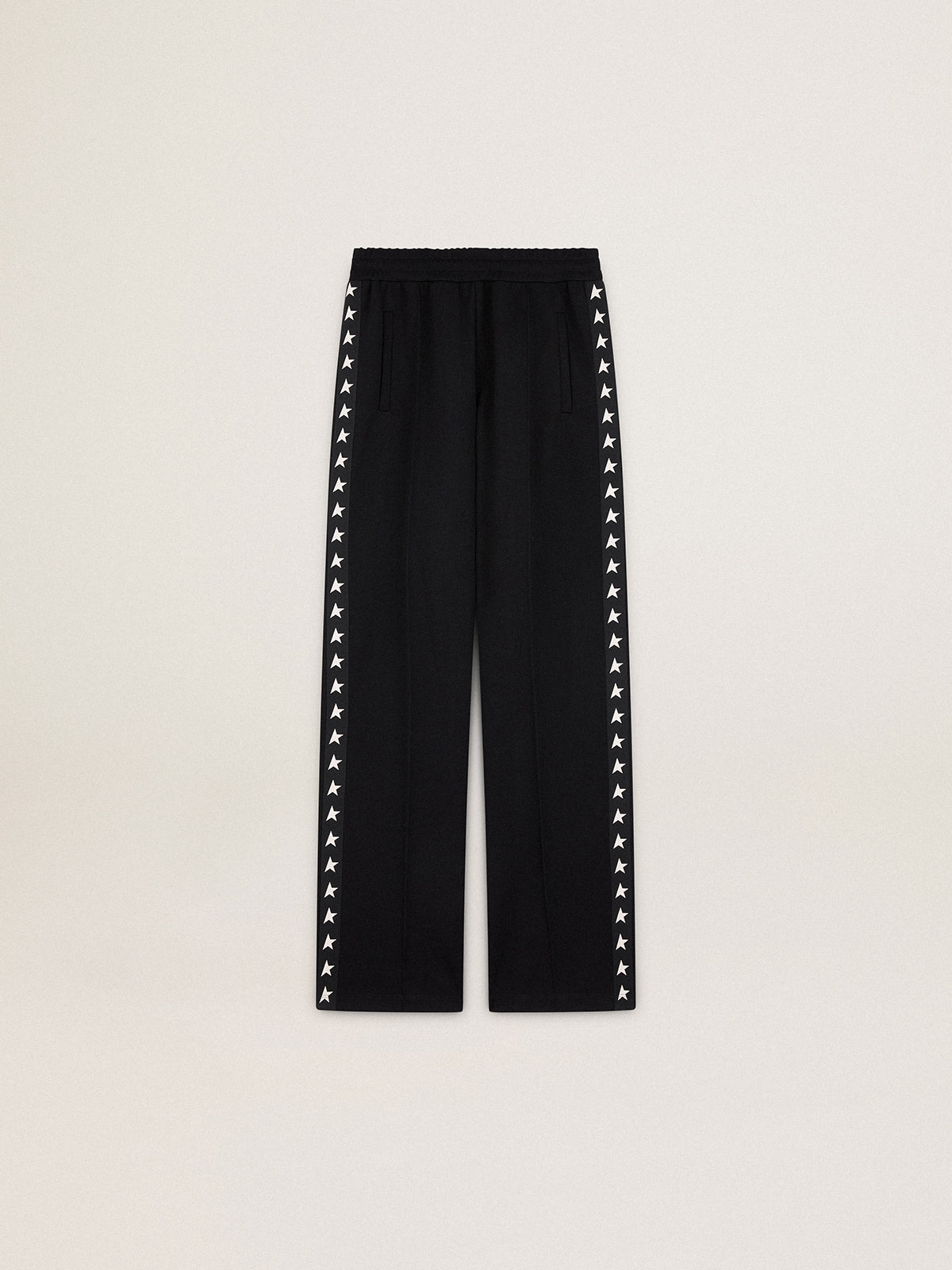 Women's black joggers with white stars on the sides| Golden Goose