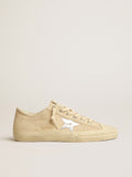 Men's V-Star in pearl suede with silver metallic leather star| Golden Goose
