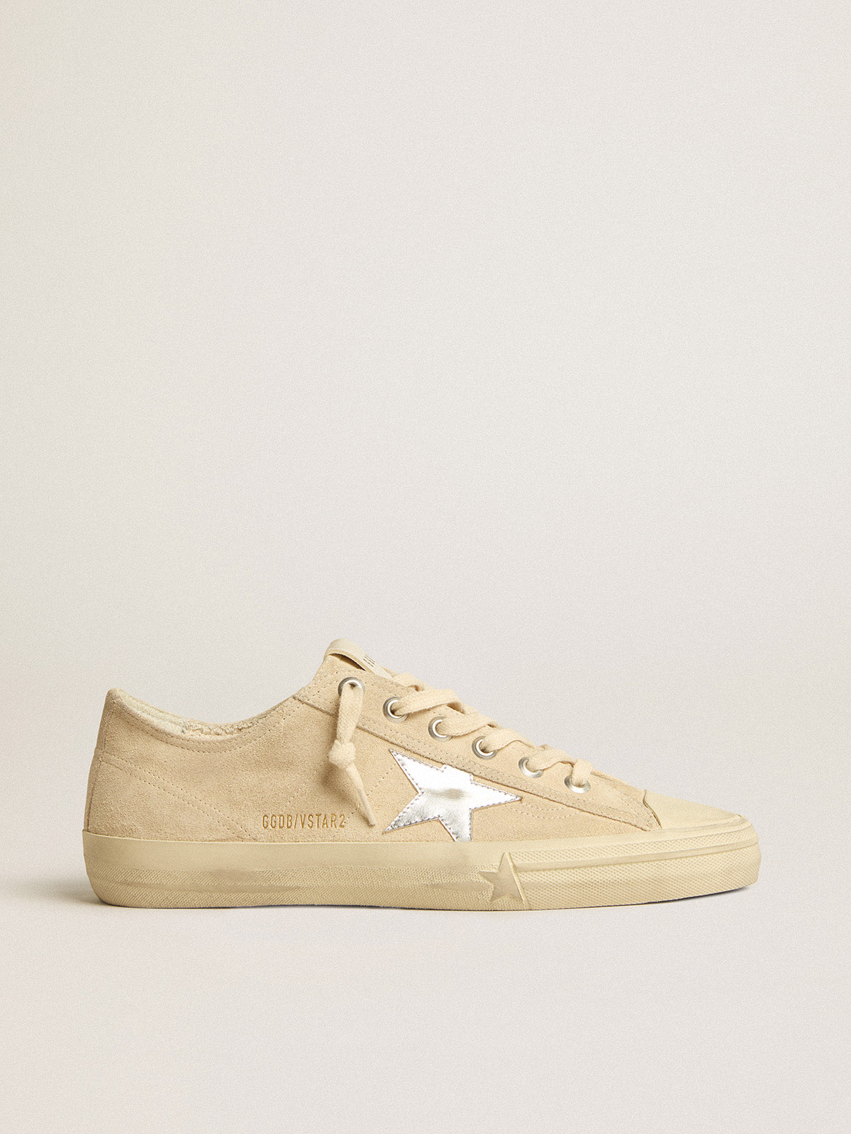 Men's V-Star in pearl suede with silver metallic leather star| Golden Goose