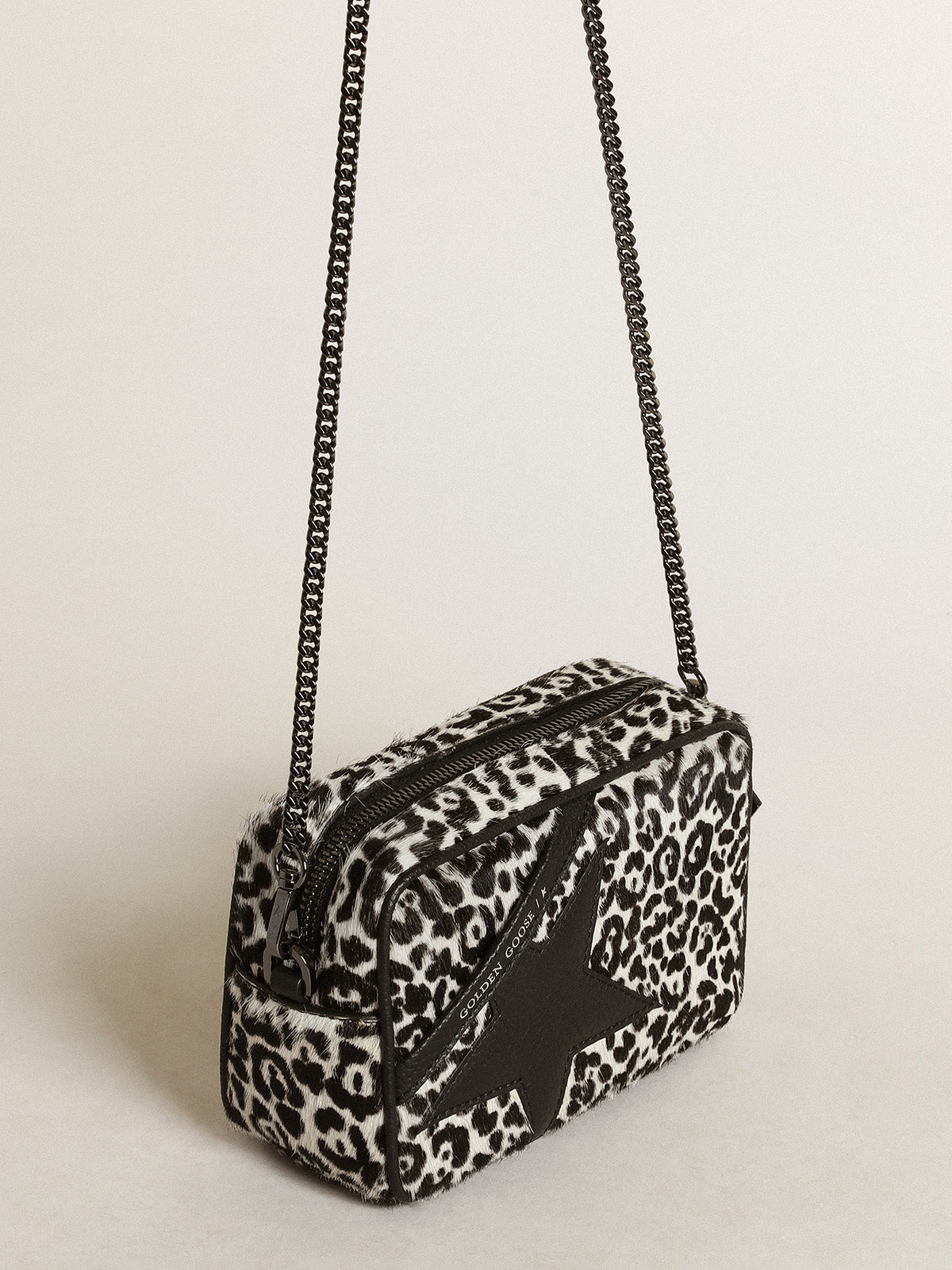 Women's Mini Star Bag in black and white leopard print pony skin| Golden Goose
