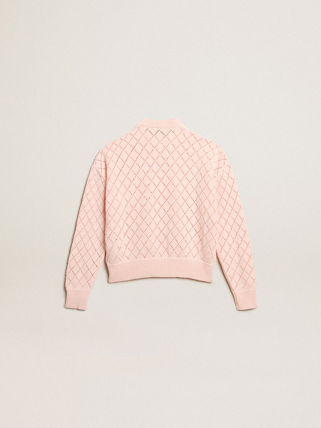 Cropped round-neck pullover with diamond pattern| Golden Goose