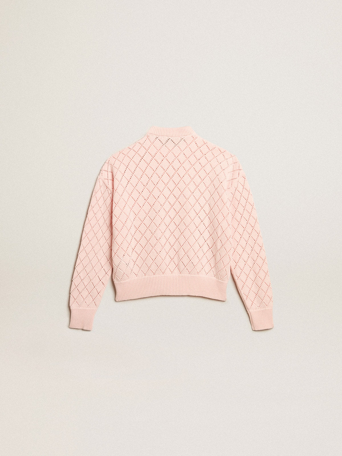 Cropped round-neck pullover with diamond pattern| Golden Goose