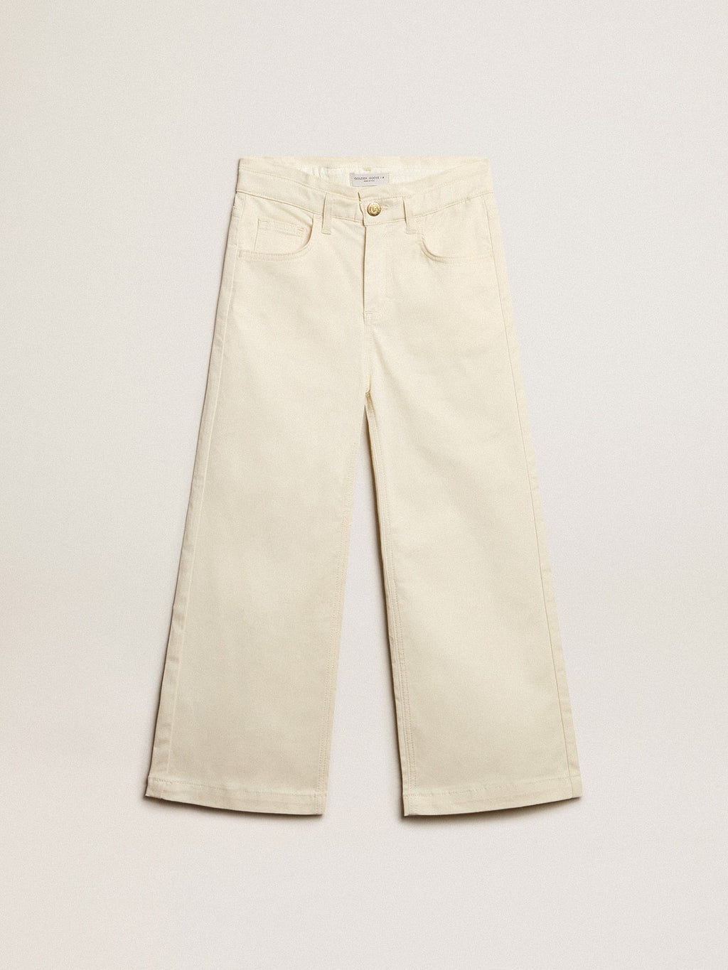 Girls' cotton pants in aged white| Golden Goose