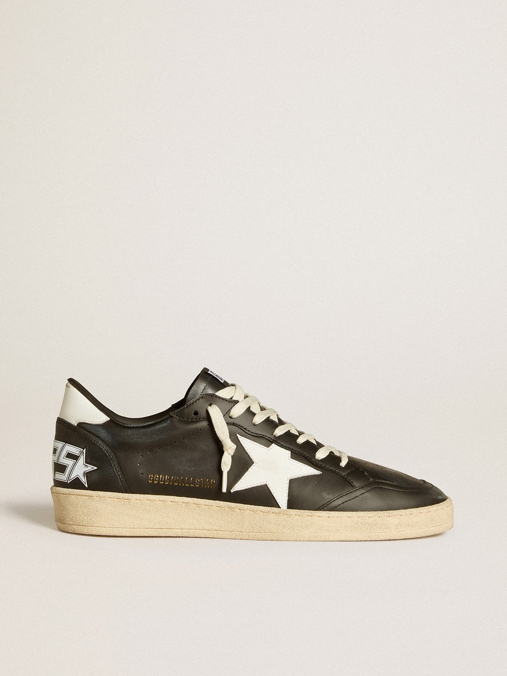 Men's Ball Star in black nappa with white leather star and heel tab| Golden Goose