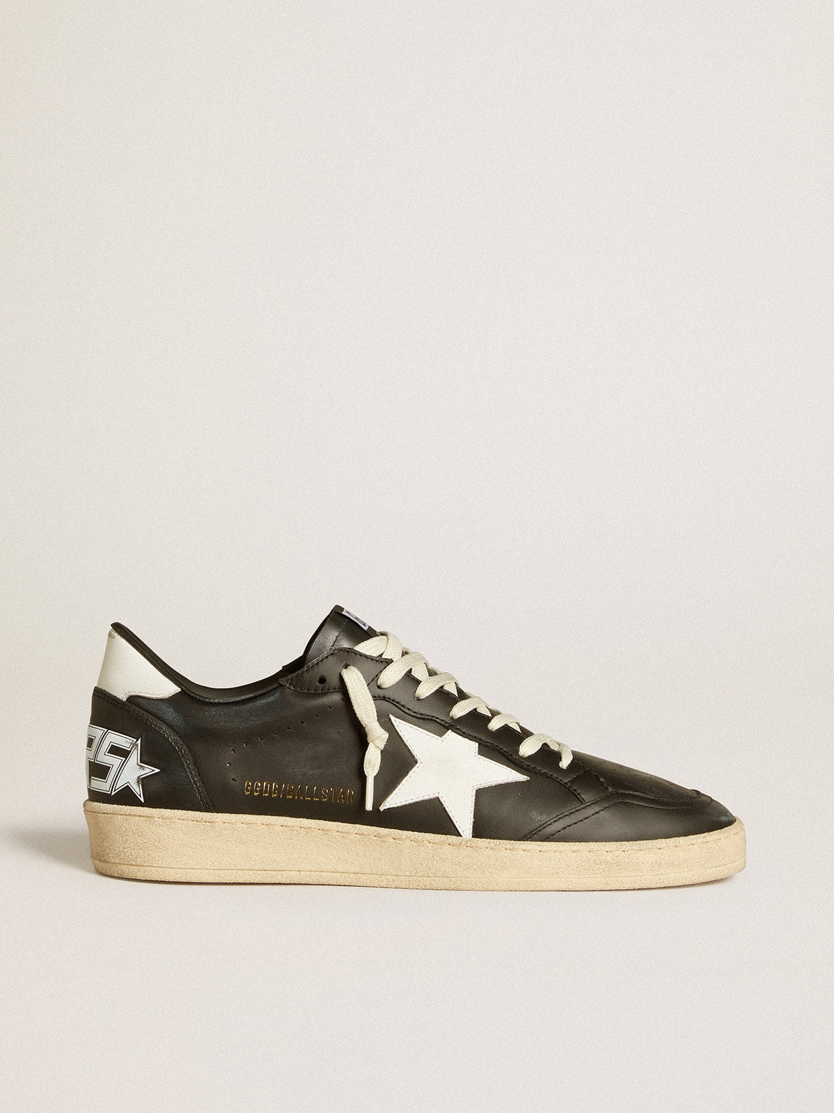 Men's Ball Star in black nappa with white leather star and heel tab| Golden Goose