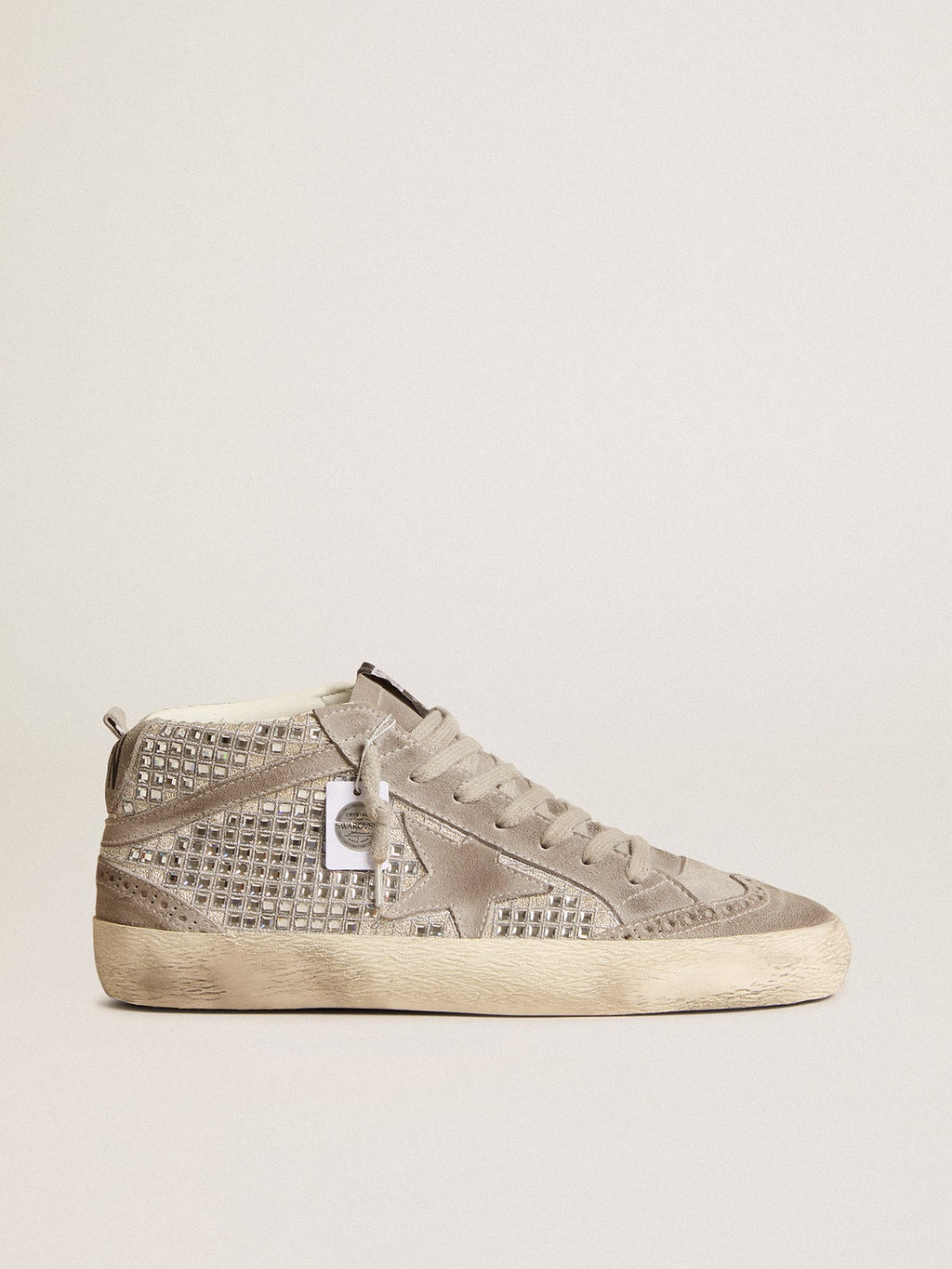 Mid Star in silver suede with Swarovski crystals and suede star| Golden Goose