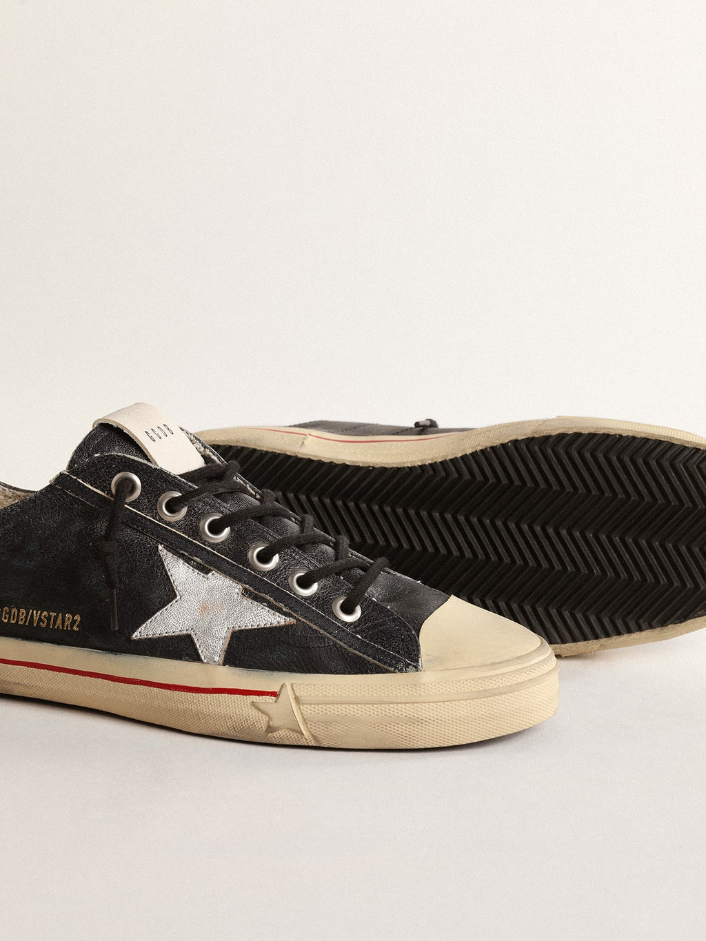 V-Star LTD in blue leather with silver metallic leather star| Golden Goose