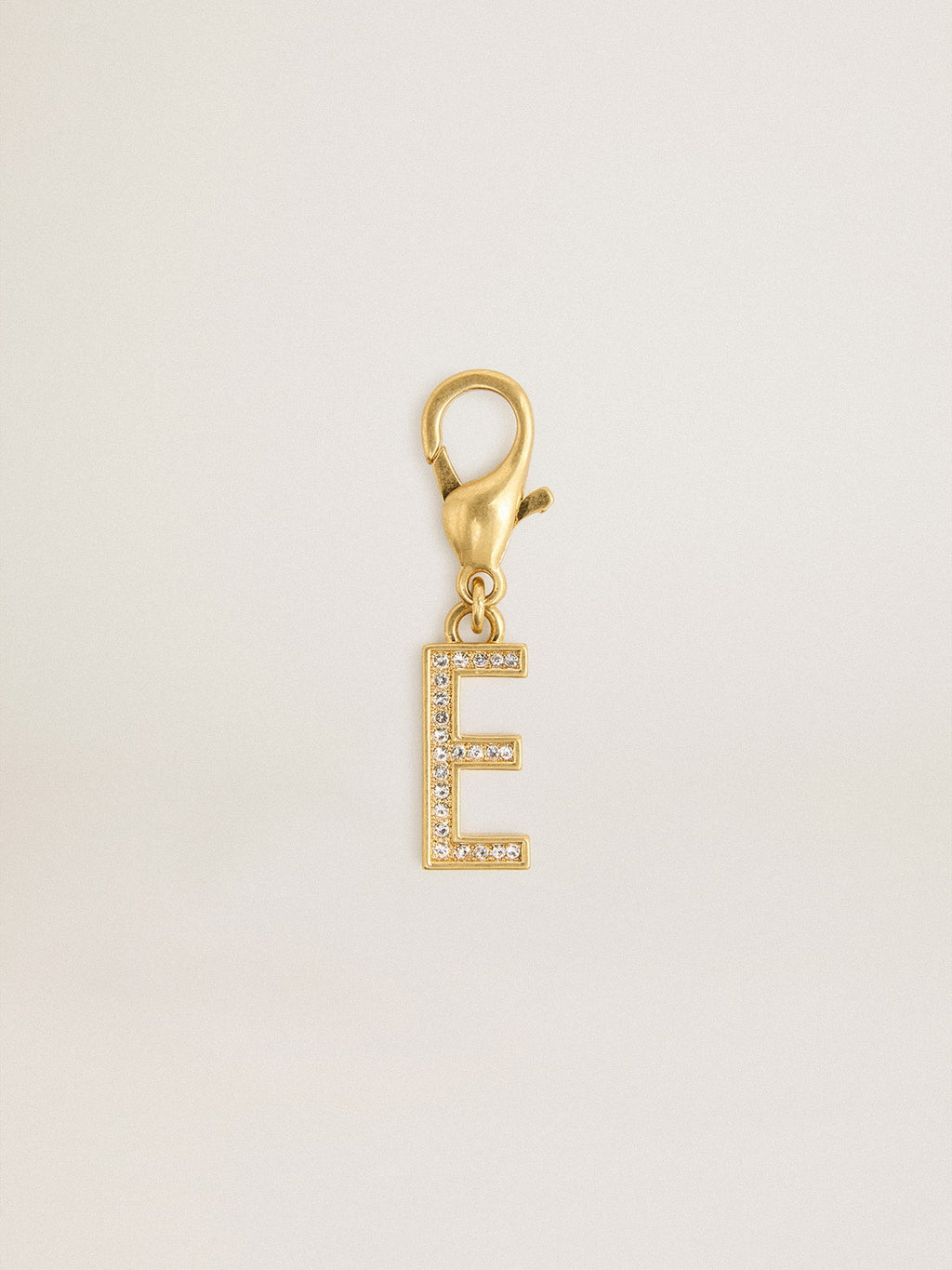 Letter E charm in gold-colored brass with crystals| Golden Goose