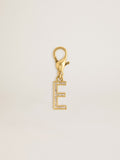 Letter E charm in gold-colored brass with crystals| Golden Goose