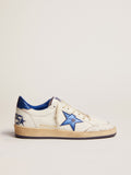Men's Ball Star in white nappa with blue star and heel tab| Golden Goose