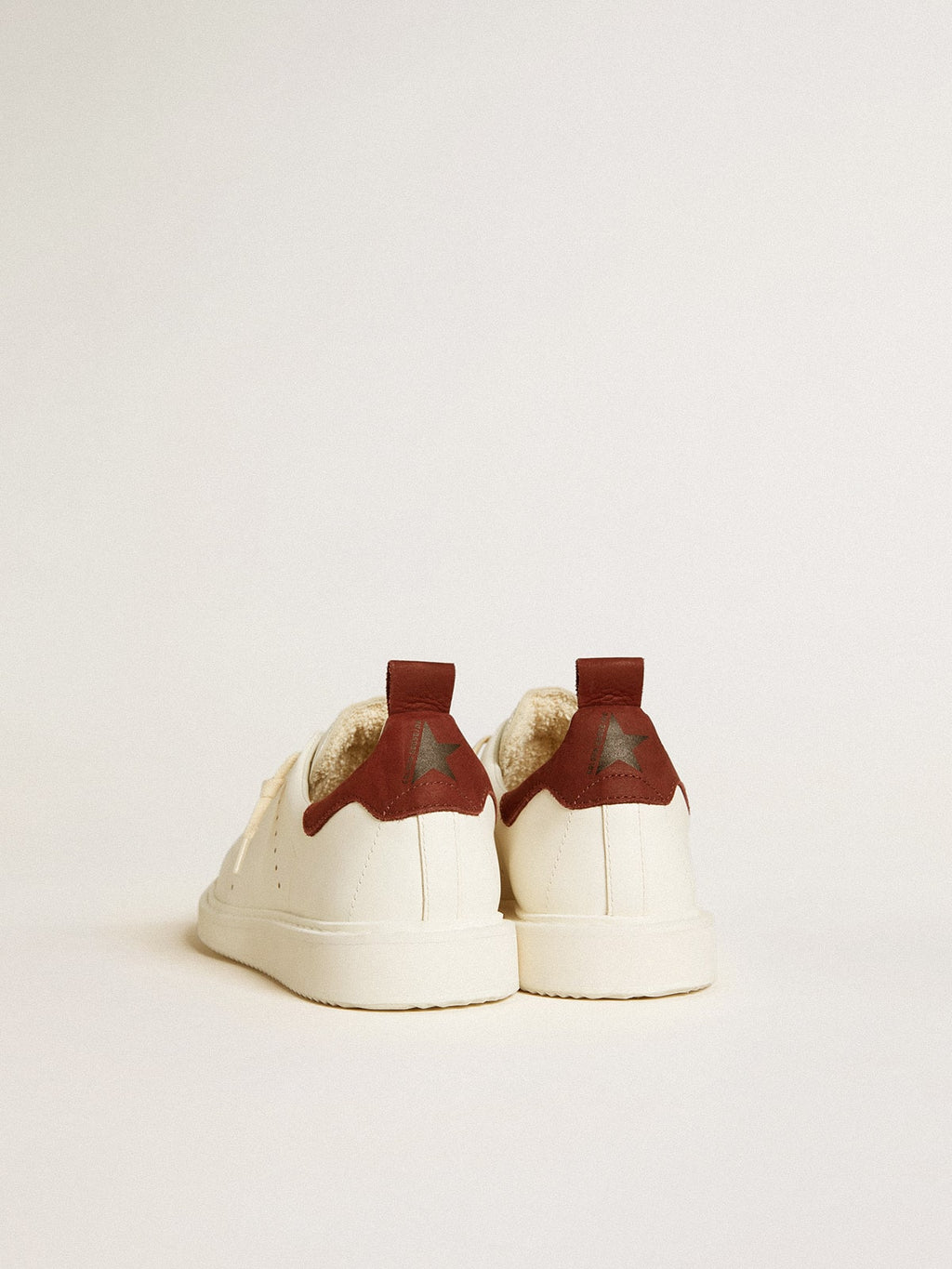 Women's Starter in white leather with burgundy nubuck heel tab| Golden Goose