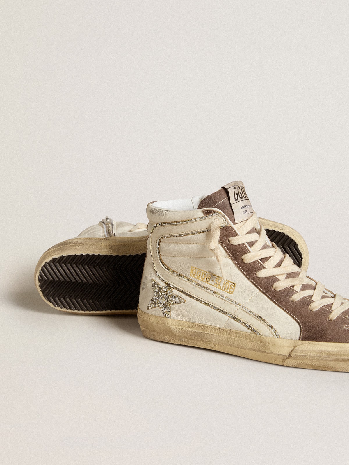 Slide in nappa with glitter star and patent leather flash| Golden Goose