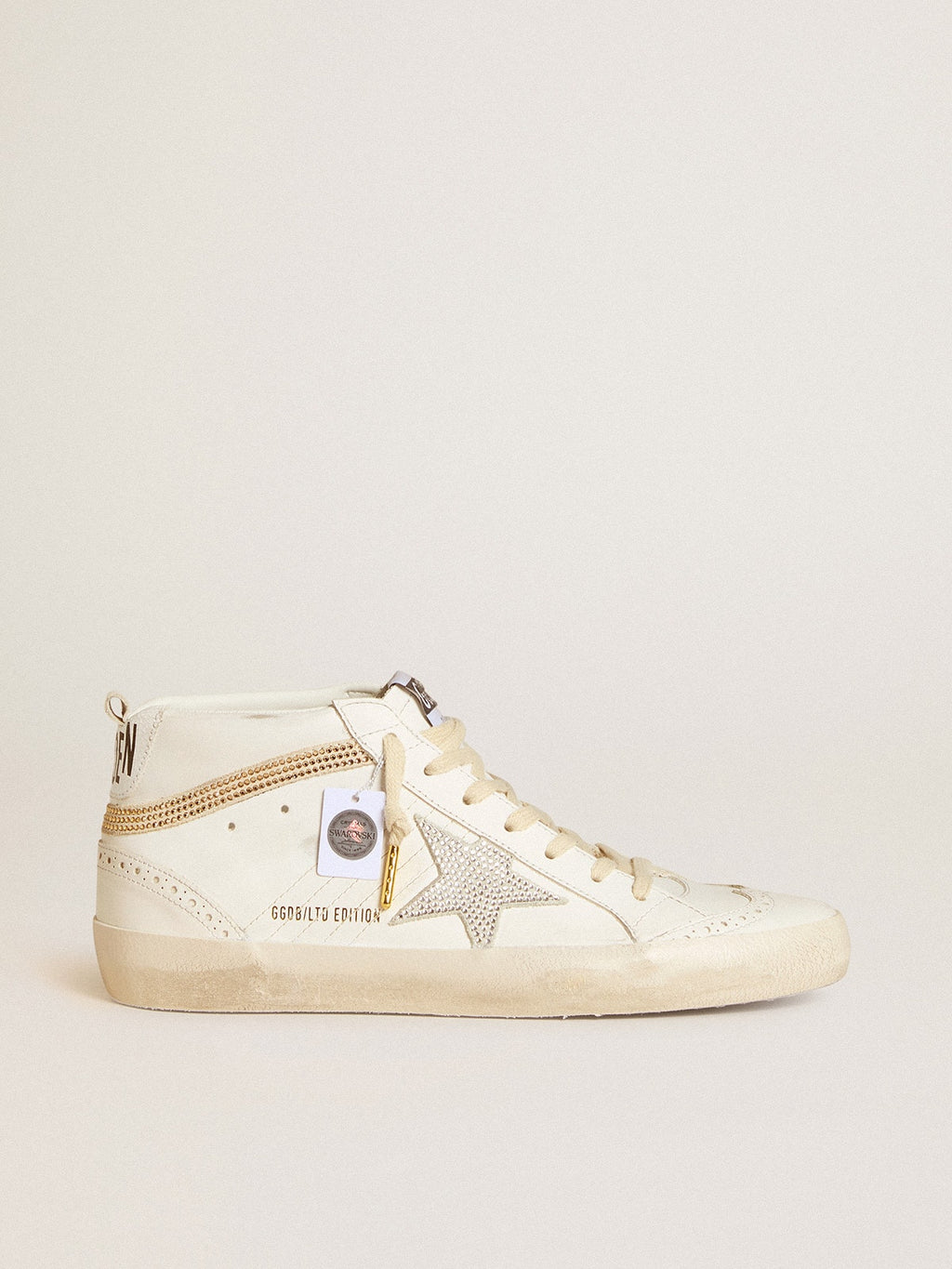 Mid Star LTD with star and heel tab in suede with Swarovski crystals| Golden Goose