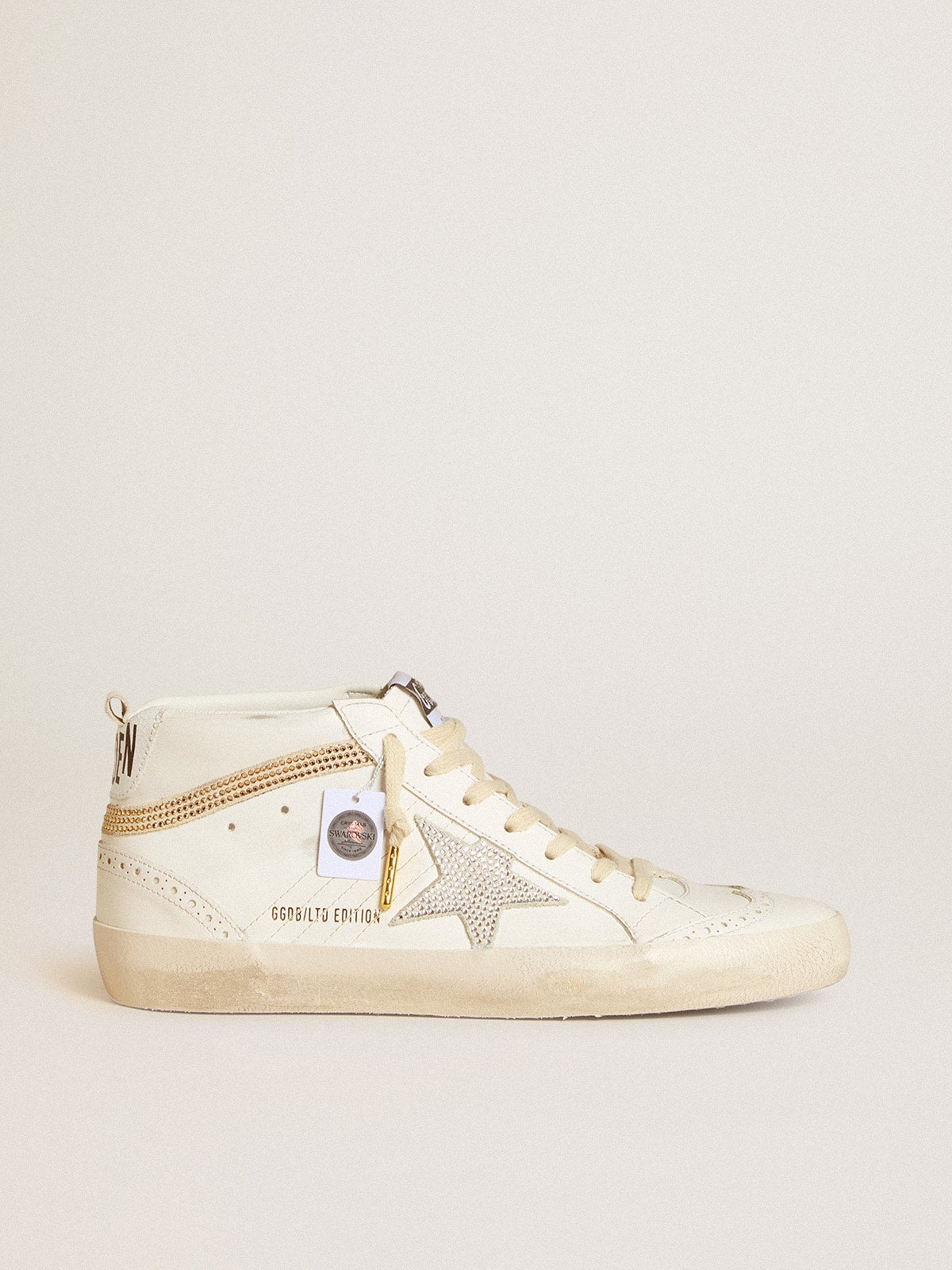 Mid Star LTD with star and heel tab in suede with Swarovski crystals| Golden Goose