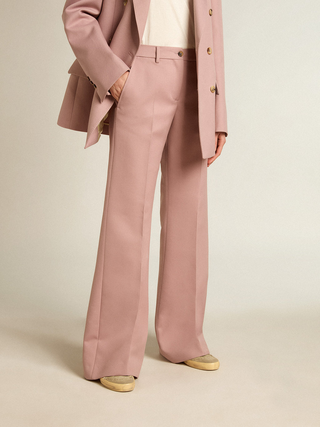 Pants in pink tailoring fabric| Golden Goose
