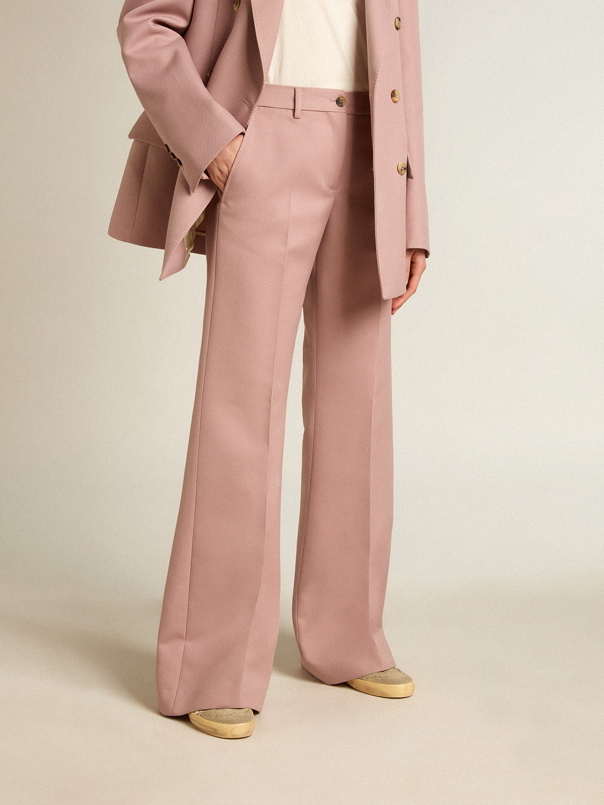 Pants in pink tailoring fabric| Golden Goose