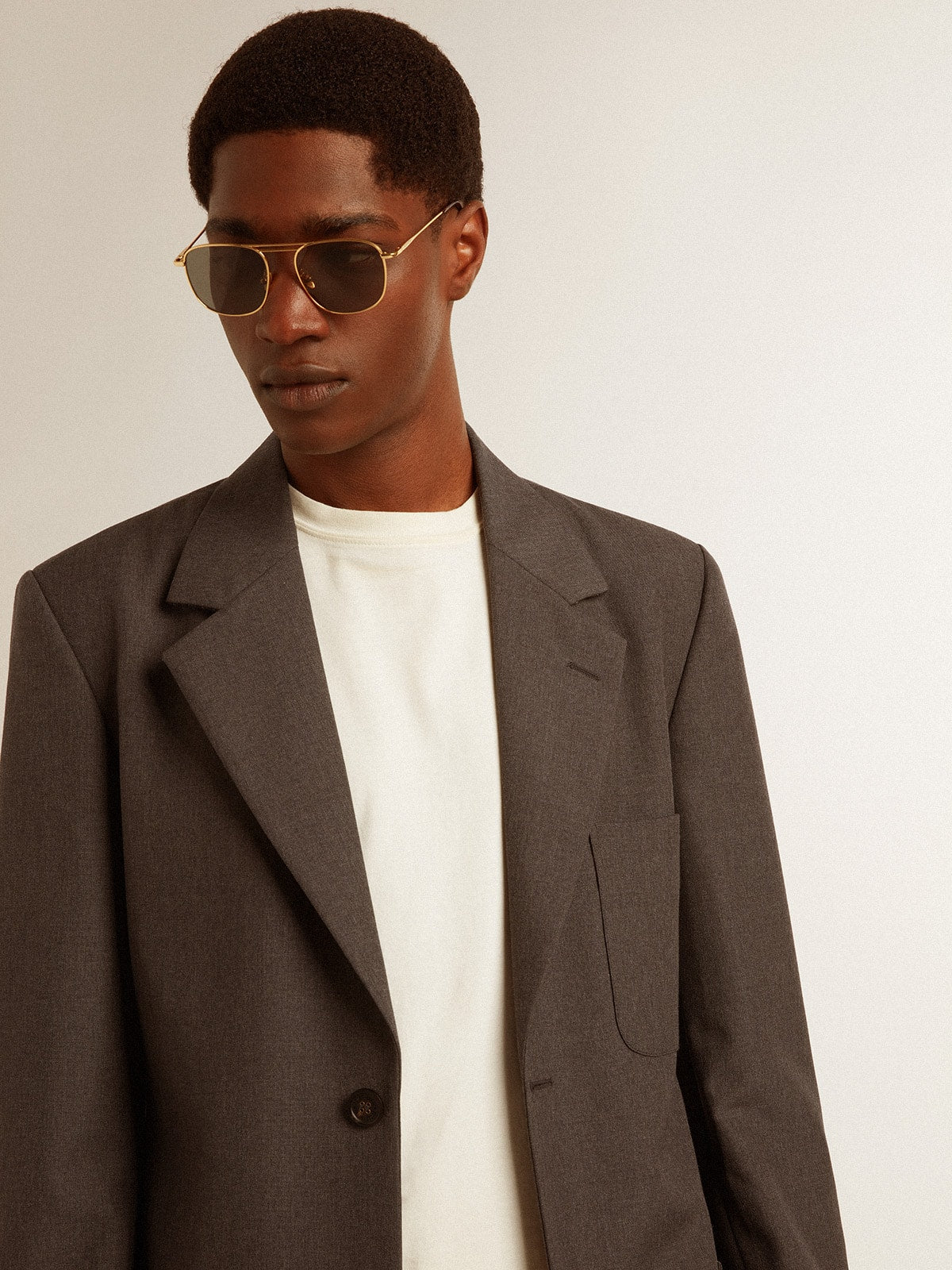 Men's tailored jacket in anthracite gray virgin wool| Golden Goose