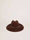 Women's studded brown Fedora hat| Golden Goose