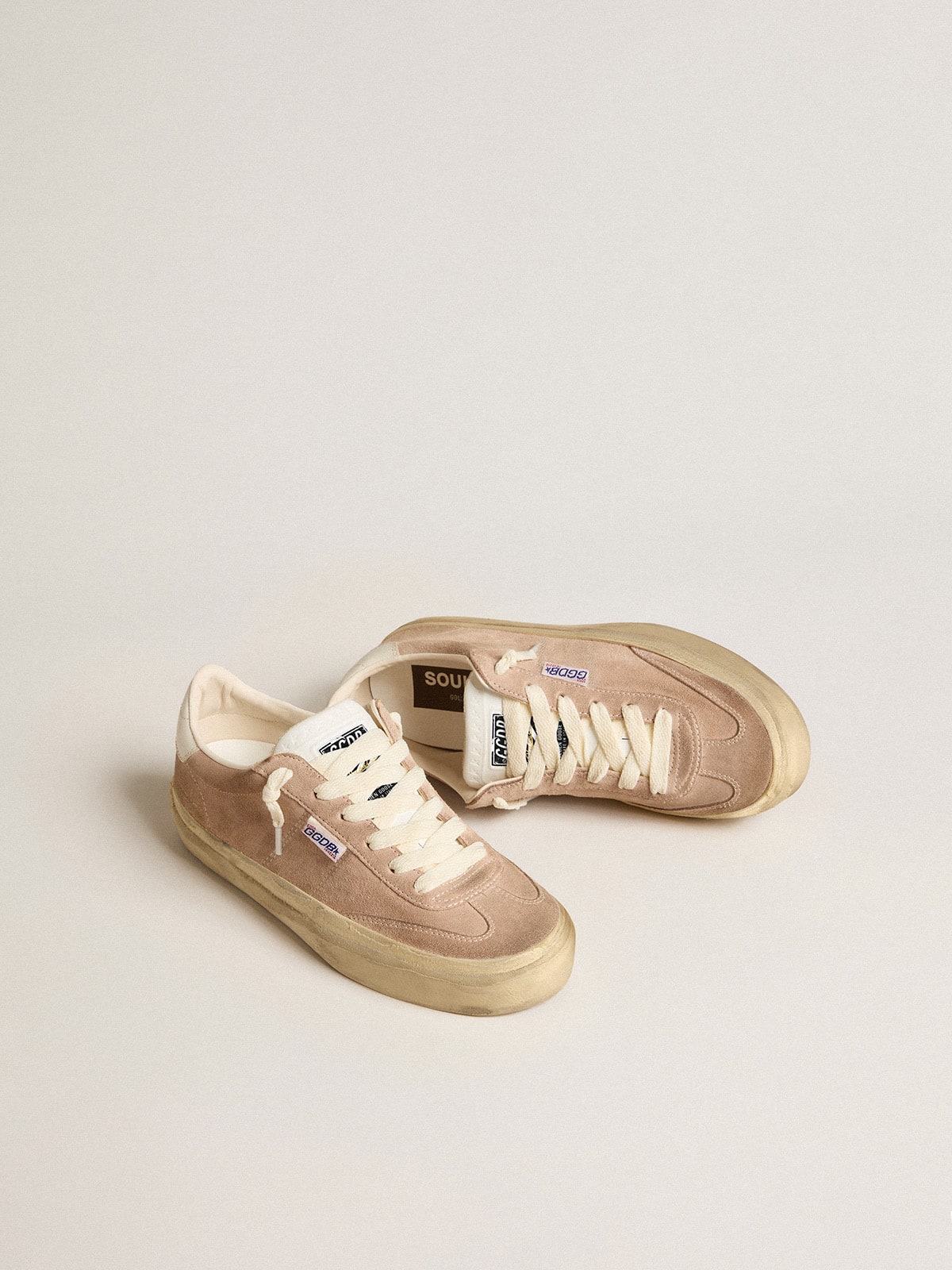 Soul Star in pink suede with milk-white leather heel tab| Golden Goose