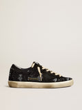 Men's Super-Star in black velvet and suede with black suede star| Golden Goose