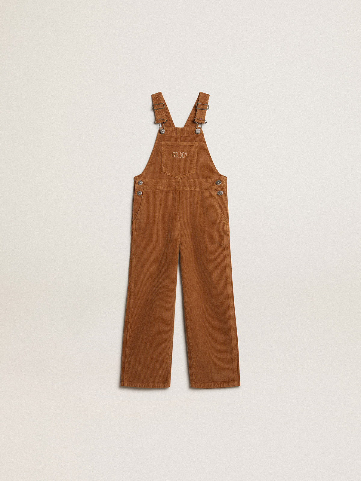 Overalls in bark-colored velvet-effect cotton| Golden Goose